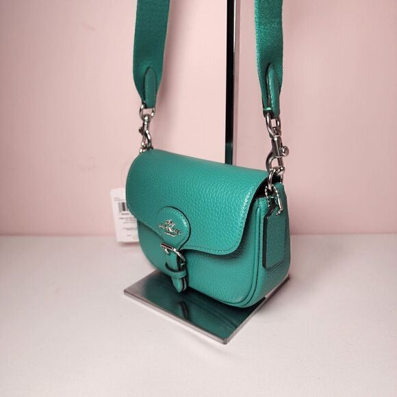 NWT Coach CP001 Amelia Small Saddle Bag in Bright Green - Picture 3 of 8